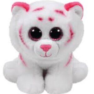 Ty Inc. Beanie Baby Plush Stuffed Animal Tabor the Pink & White Tiger 6"